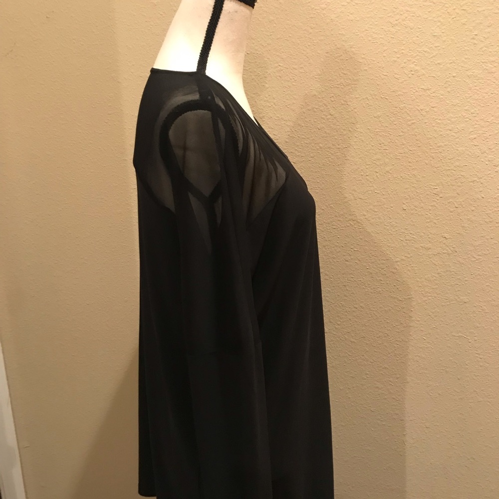 Large black two piece pant ensemble with sheer top - Picture 4 of 5